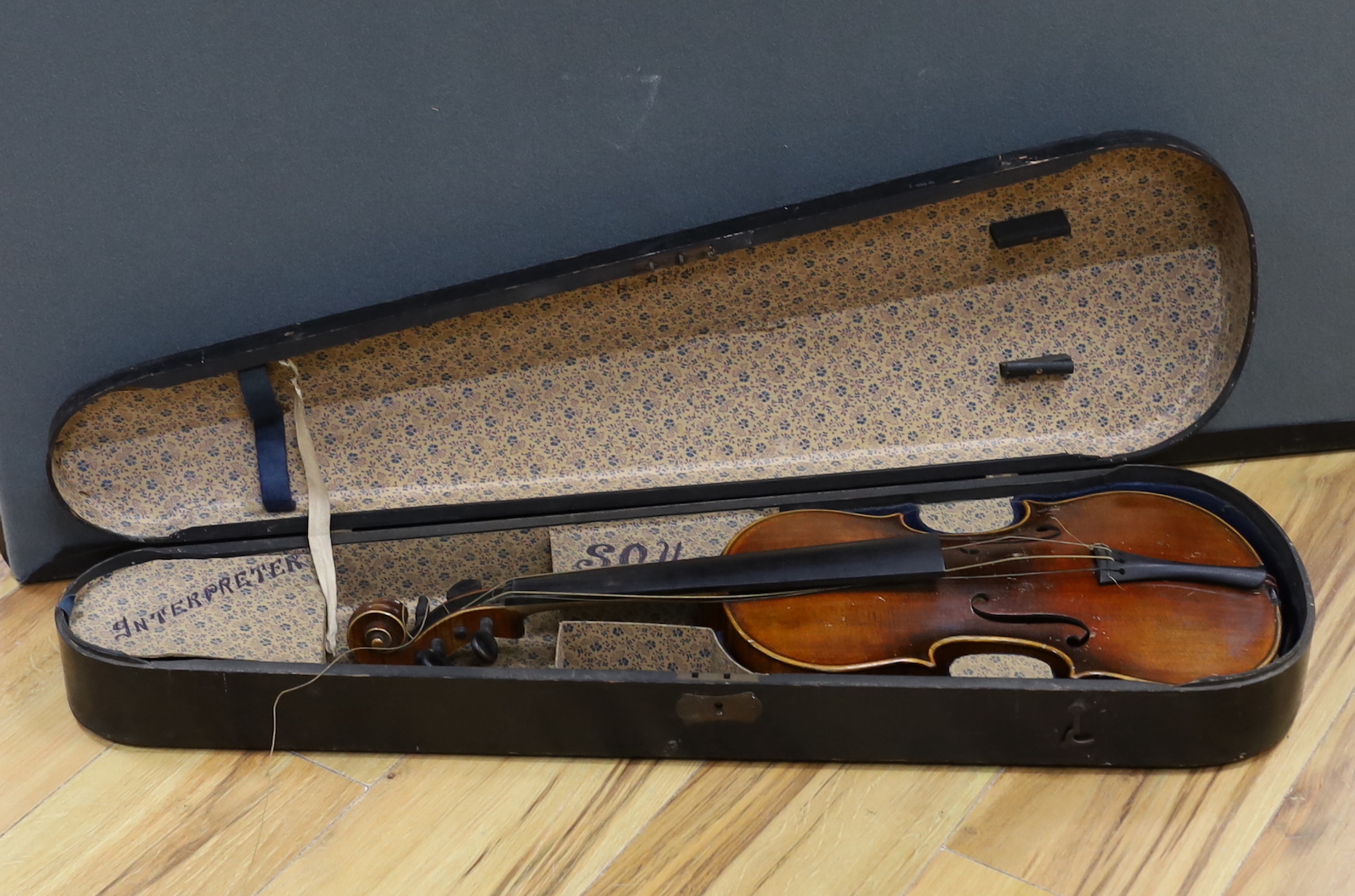 A cased early 20th century German violin